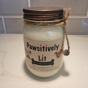 Black Sea Scented Pawsitively Lit 100% Soy Wax Mason Jar Candle