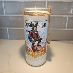 Captain Morgan 1L Hand Cut Upcycled Liquor Bottle Candle - Scent - Strudel and Spice