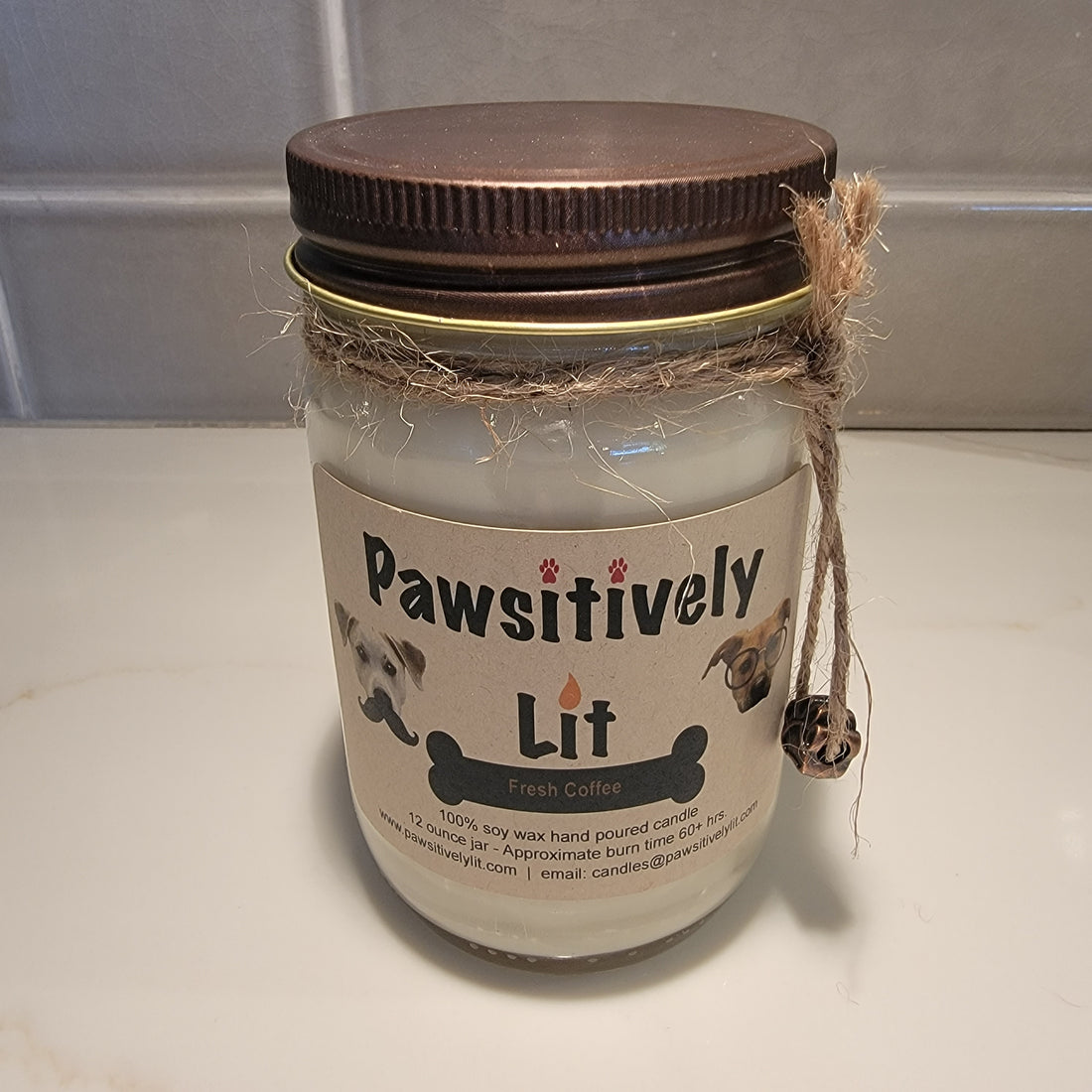 Fresh Coffee Scented Pawsitively Lit 100% Soy Wax Mason Jar Candle