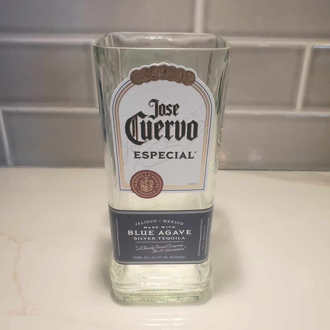 Jose Cuervo Silver 750ml Hand Cut Upcycled Liquor Bottle Candle  - Choose Your Scent