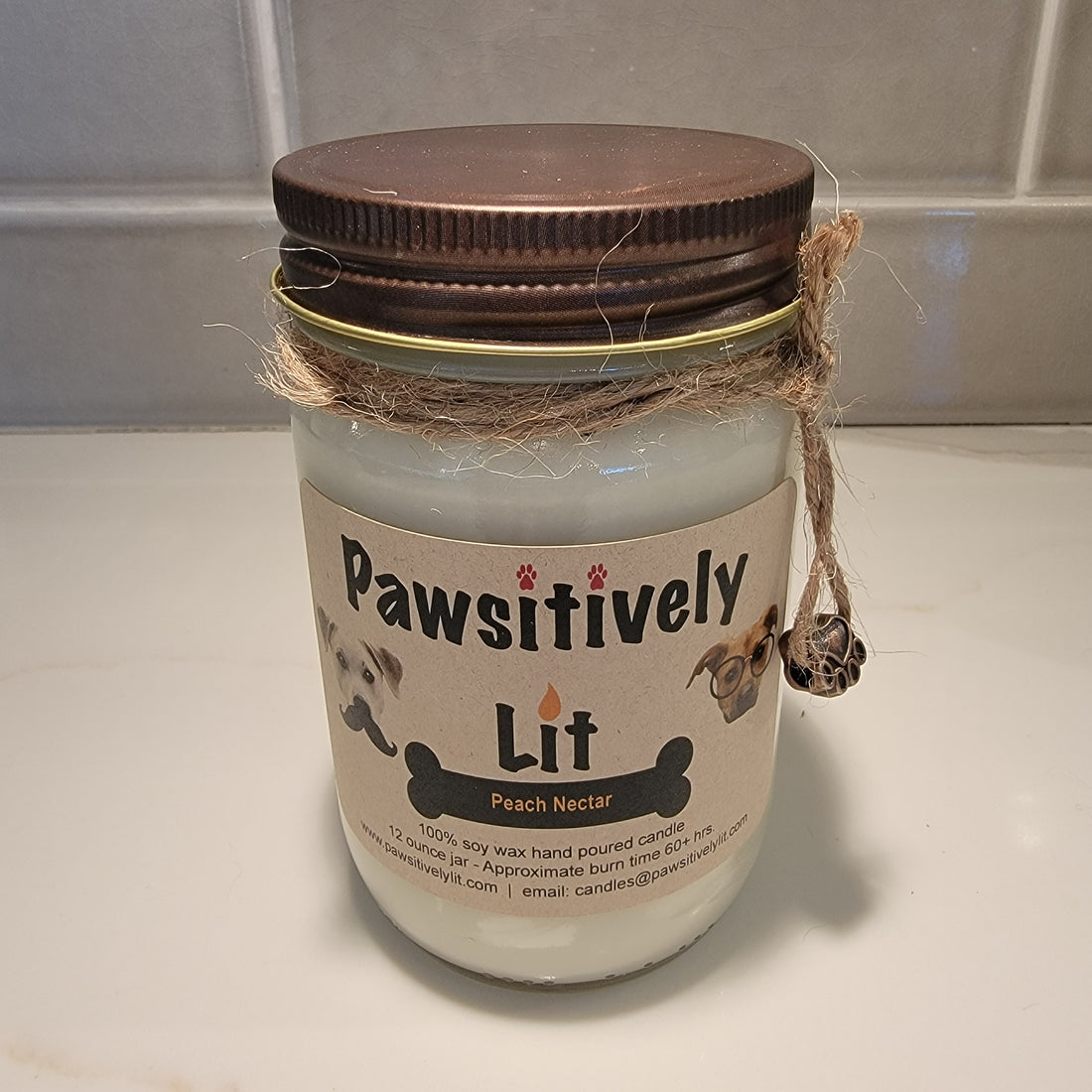 Peach Nectar Scented Pawsitively Lit 100% Soy Wax Mason Jar Candle