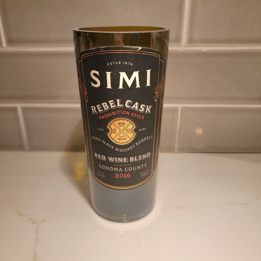 Simi Rebel Cask Hand Cut Upcycled Wine Bottle Candle - Choose Your Scent