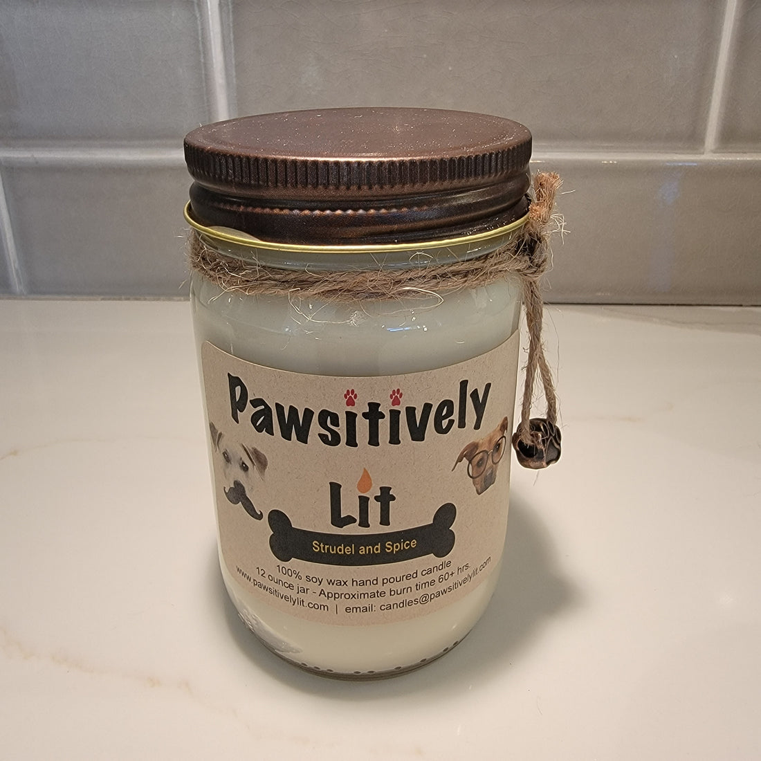 Strudel and Spice Scented Pawsitively Lit 100% Soy Wax Mason Jar Candle